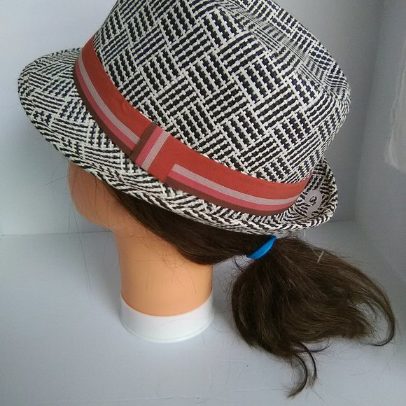 Women's Straw Hat Color Black/White Plaid Size Medium/56 - Picture 2 of 5